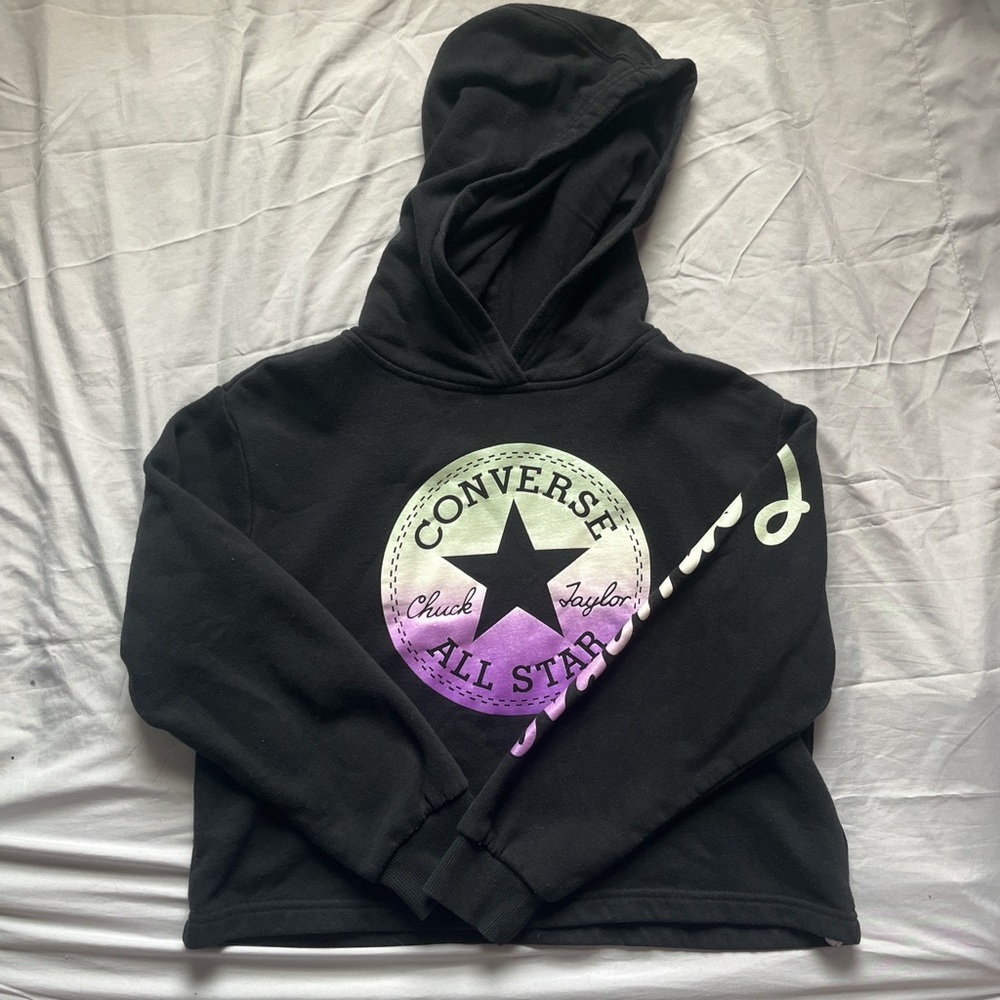 Converse Black Hoodie with Purple Gradient Logo